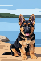 Portret canin - Pui de ciobănesc german la lac – 25-912
