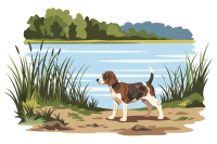 Portrete de câini - Beagle la malul lacului