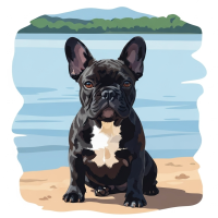 Portrete de câini - Pui de Bulldog Francez lângă lac
