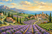 Peisaj de Toscana cu lavandă