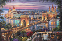 Peisajul Budapestei cu Podul Lanțului