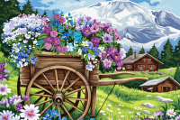 Căruță cu flori într-un peisaj alpin – BG26-0200