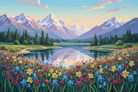 Peisaj montan cu flori și frumuseți naturale – BG26-0224