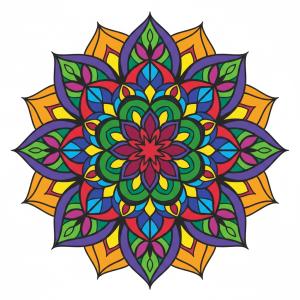 Cerc mandala colorat, model floral – BG26-0277