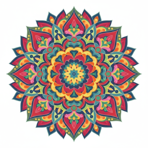 Mandala colorată, lucrare de artă.