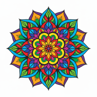 Cerc mandala colorat, model floral – BG26-0279