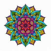 Cerc mandala colorat, model floral – BG26-0280