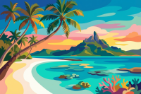 Plajă tropicală cu palmieri – BG26-0296