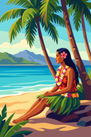 Fată hawaiiană pe plajă