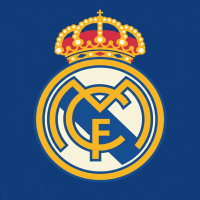 Emblema Real Madrid pe fundal albastru