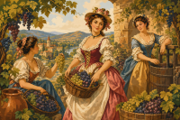 Tablou de gobelin cu domniță de sărbătoare a recoltei