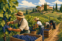 Viață de recoltare a strugurilor toscani