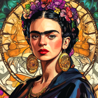 Portretul Frida Kahlo în stilul lui Alphonse Mucha. – FR24-008