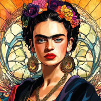 Portretul Frida Kahlo în stilul lui Alphonse Mucha. – FR24-011
