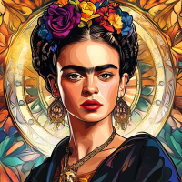 Portretul Frida Kahlo în stilul lui Alphonse Mucha. – FR24-018