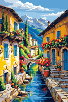 Orășel mediteranean cu canal
