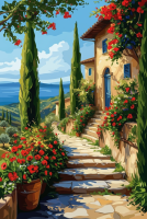 Peisaj mediteranean cu flori – BG26-0381