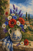 Buchet de flori mediteraneene cu maci