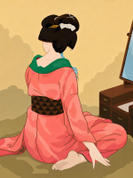 Gésa în kimono roz