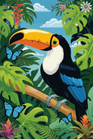 Tucan tropical în junglă